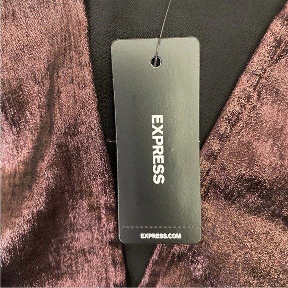 Express Women's Metallic V-Neck Balloon Sleeve Faux Wrap Top Size XS - NWT $68 - Picture 14 of 16